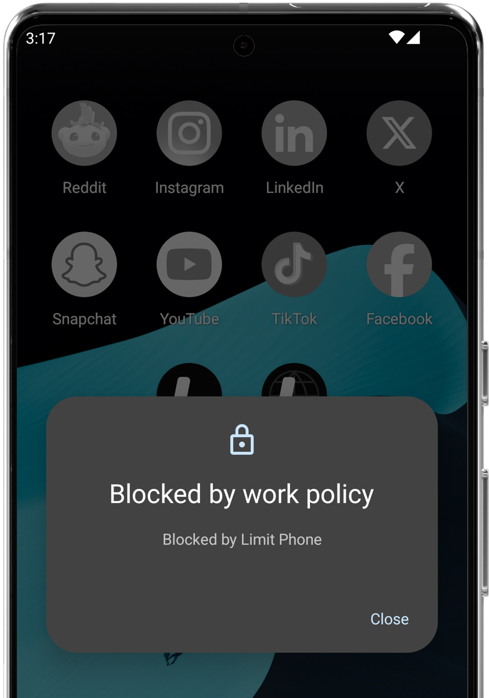 Limit app blocking interface